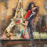 Lovers Couple Eiffel Tower Paris Romance Metal & Wood Wall Art