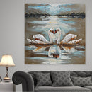 Two Swans Heart Shaped Love Romance 3D Wall Art Painting