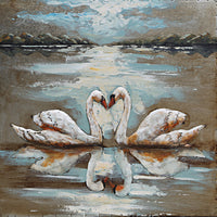 Two Swans Heart Shaped Love Romance 3D Wall Art Painting