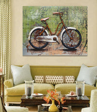 Rustic Bicycle & World Map 3D Wall Art Metal Cutout