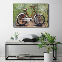 Rustic Bicycle & World Map 3D Wall Art Metal Cutout