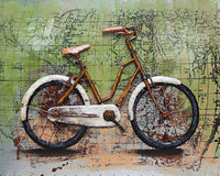 Rustic Bicycle & World Map 3D Wall Art Metal Cutout