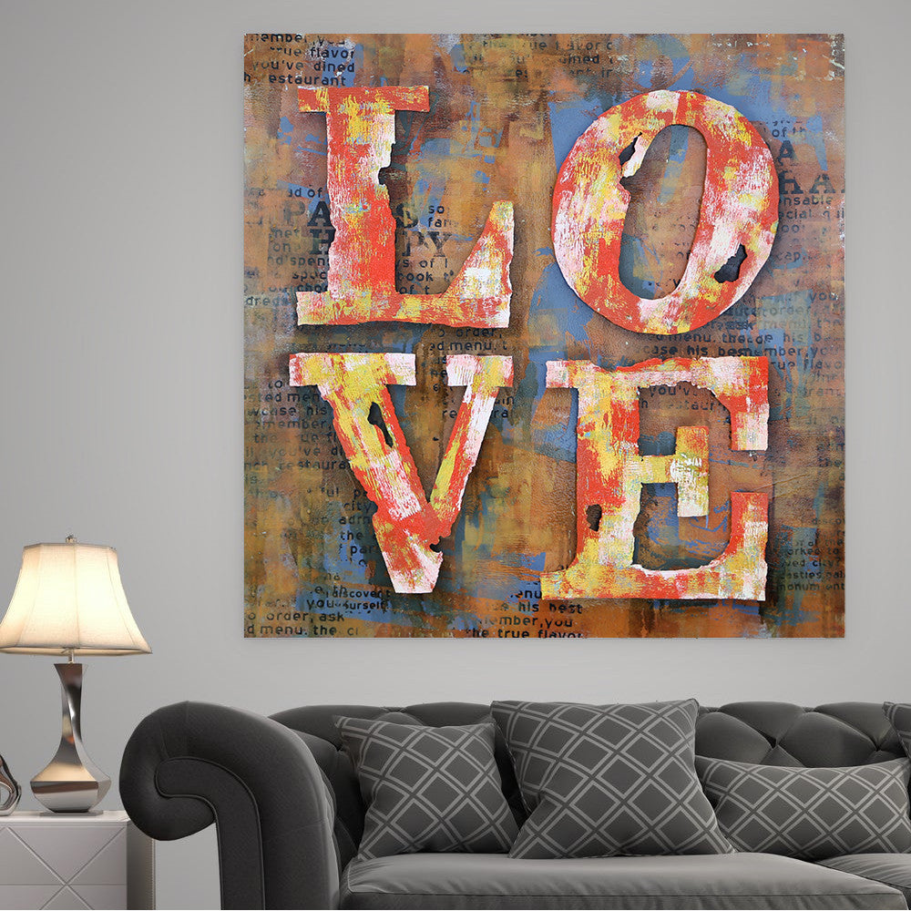 LOVE 3D Wall Art Metal Cutout Sculpture Painting