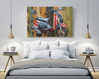 Moped Vespa Scooter American Flag 3D Metal Cutout Wall Art