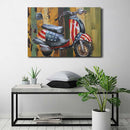 Moped Vespa Scooter American Flag 3D Metal Cutout Wall Art