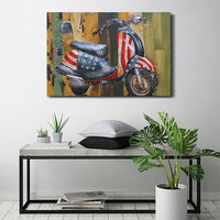 Moped Vespa Scooter American Flag 3D Metal Cutout Wall Art