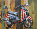 Moped Vespa Scooter American Flag 3D Metal Cutout Wall Art