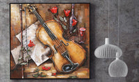 3D Wall Art Painting Metal Cutout Violin & Roses