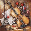 3D Wall Art Painting Metal Cutout Violin & Roses