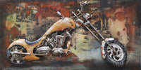 Framed Oil Painting Abstract Modern Metal Wall Art - Motorcycle