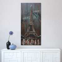Eiffel Tower Paris 3D Wall Art Metal & Wood Mixed Media