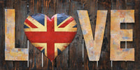 3D Metal Cutout Painting Wall Art LOVE British Flag Heart