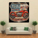 Route 66 American Flag & Red Motorcycle Biker Wall Art 3D Metal