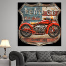 Route 66 American Flag & Red Motorcycle Biker Wall Art 3D Metal