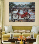 32x40 Red Bicycle Bike Wall Mount Painting