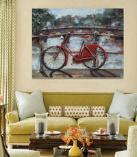 32x40 Red Bicycle Bike Wall Mount Painting