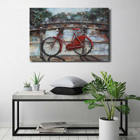 32x40 Red Bicycle Bike Wall Mount Painting