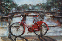 32x40 Red Bicycle Bike Wall Mount Painting
