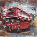 London Double Decker Red Bus 3D Metal Cutout Painting