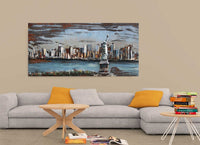 New York Skyline 3D Wall Painting with Statue of Liberty