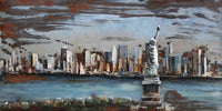 New York Skyline 3D Wall Painting with Statue of Liberty