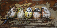 Canary Birds Wall Mount Oil Painting on Metal Canvas