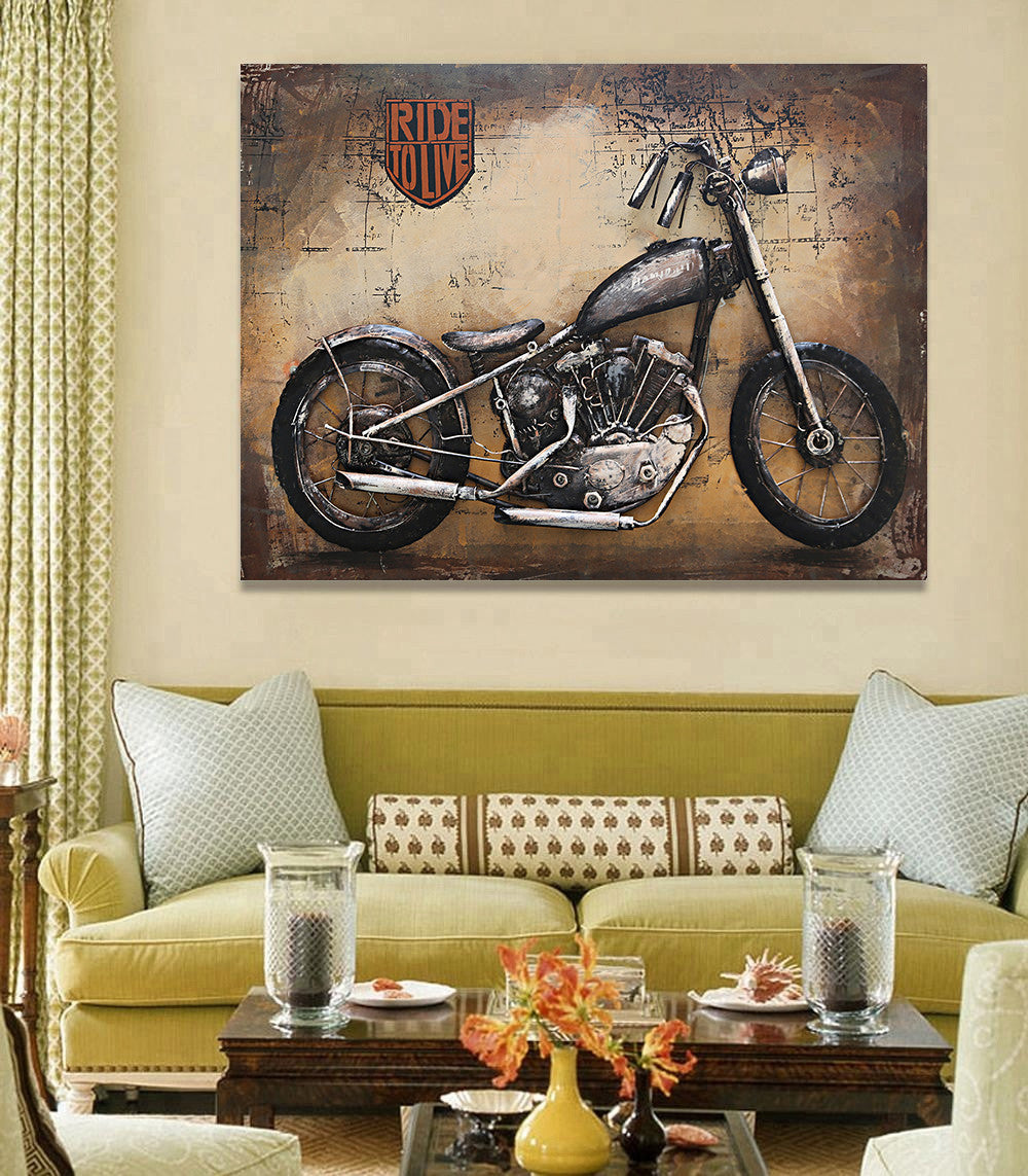 Ride to Live Harley Davidson Indian Motorcycle 3-D Wall Mount