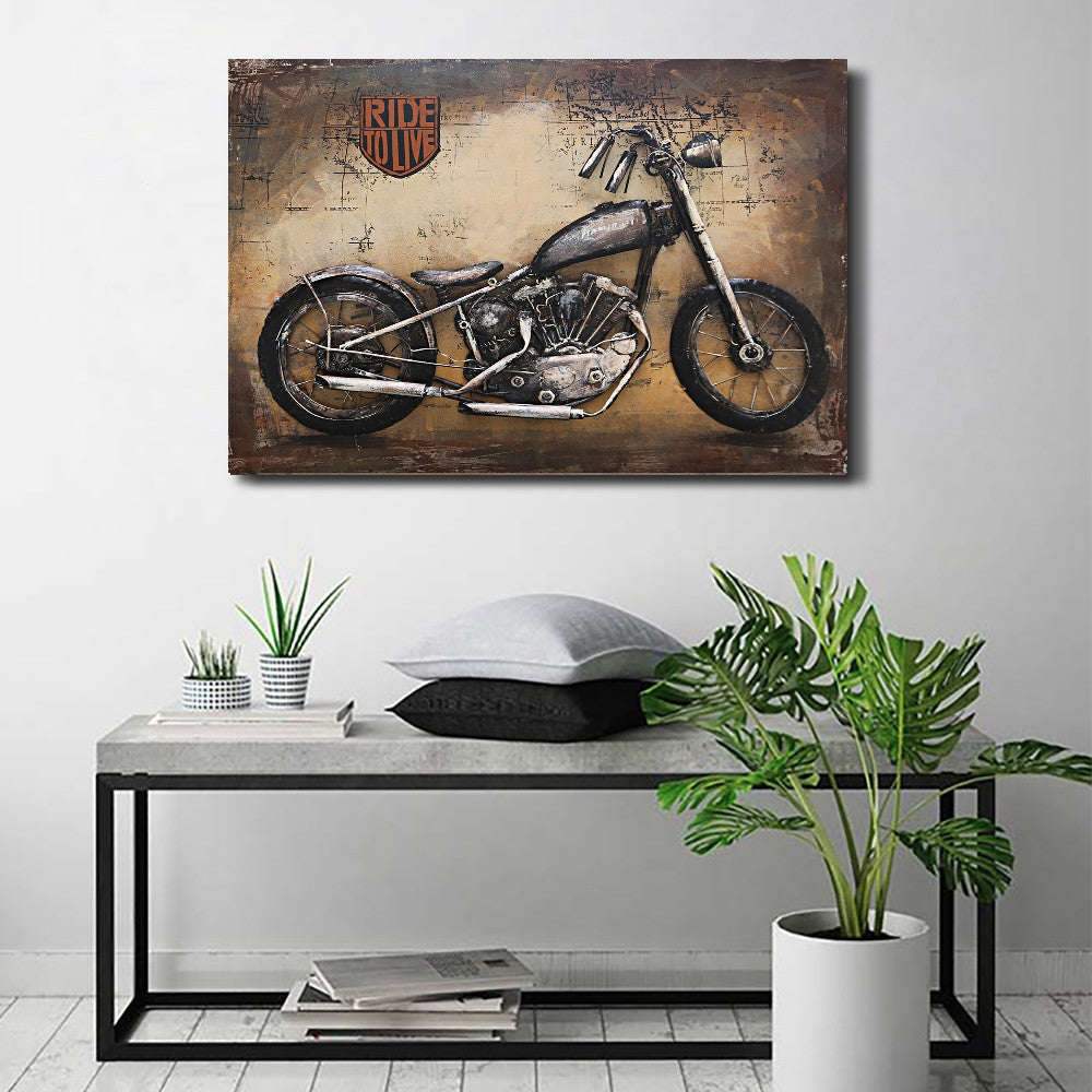 Ride to Live Harley Davidson Indian Motorcycle 3-D Wall Mount