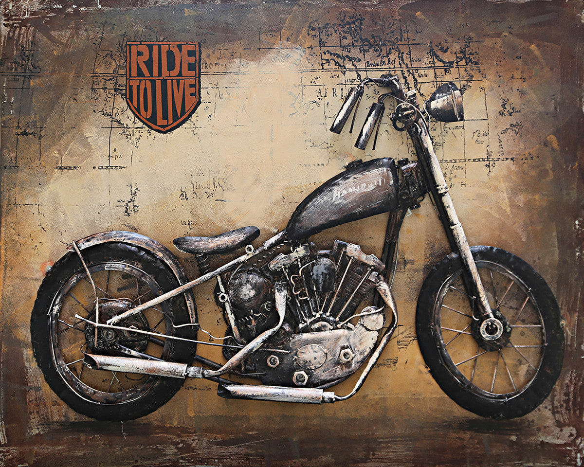 Ride to Live Harley Davidson Indian Motorcycle 3-D Wall Mount