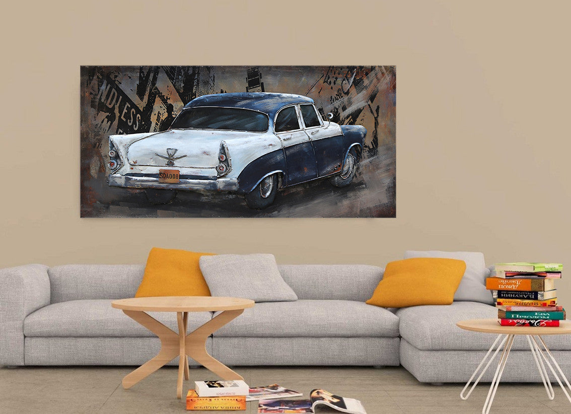 1950's Caddy 3D Wall Art Metal Cutout
