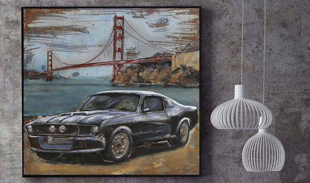Drag Racing Car 3D Wall Painting Metal Artwork