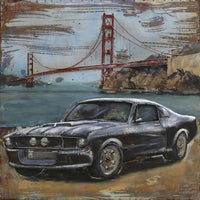 Drag Racing Car 3D Wall Painting Metal Artwork