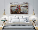 Romance Couple Walking Bridge Lake Pond 3D Wall Art