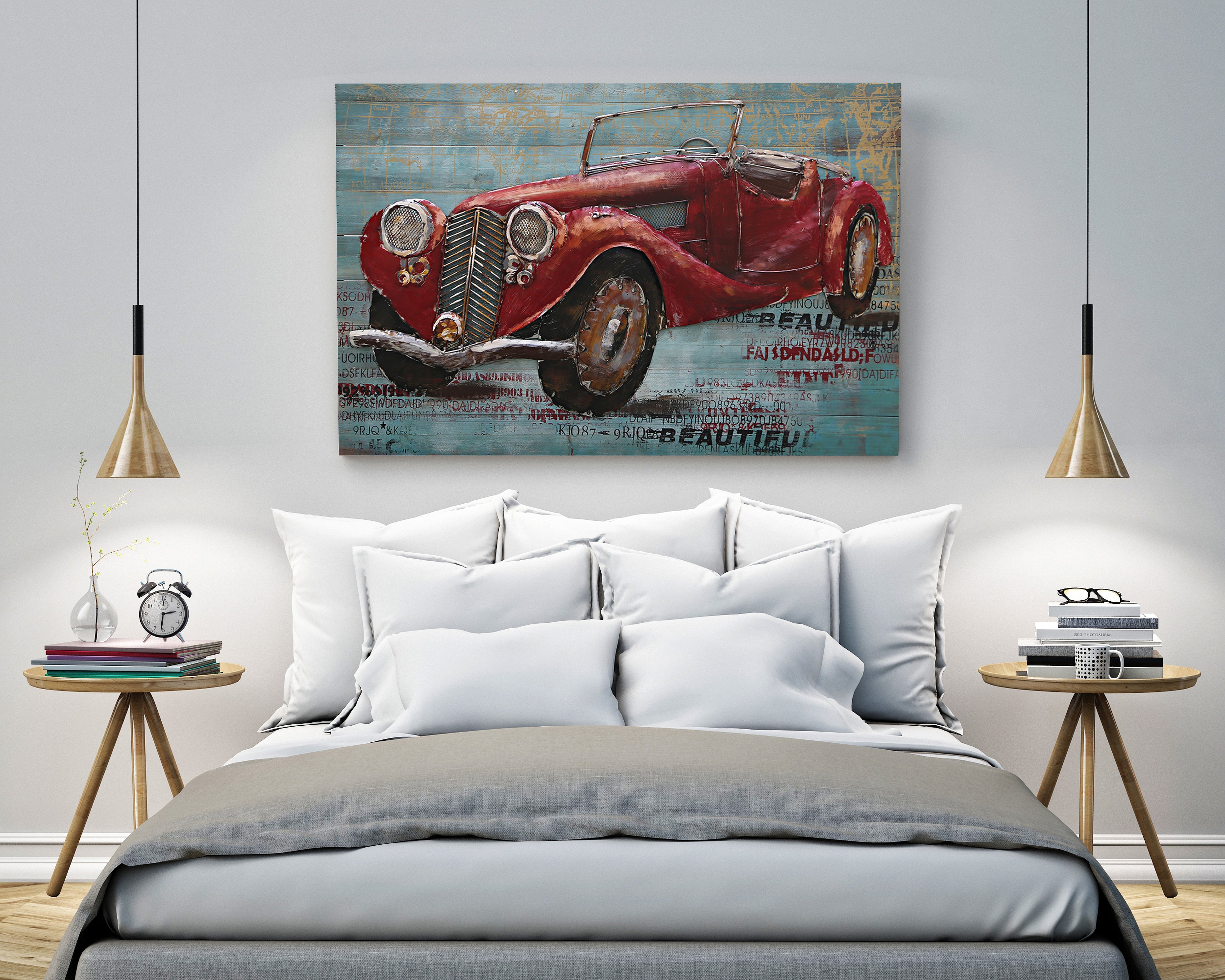 32x40 Red Rolls Royce Convertible Oil 3D Painting