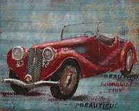 32x40 Red Rolls Royce Convertible Oil 3D Painting