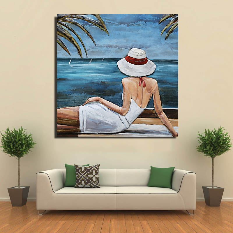 Woman Sun Bathing 3D Oil Painting Sculpture