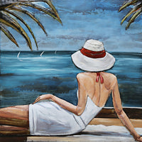 Woman Sun Bathing 3D Oil Painting Sculpture