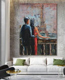 Couple Overlooking Eiffel Tower 3D Wall Art Mixed Media