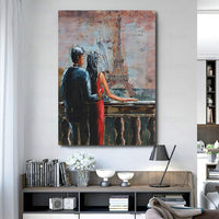 Couple Overlooking Eiffel Tower 3D Wall Art Mixed Media