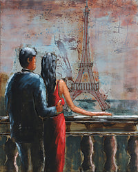 Couple Overlooking Eiffel Tower 3D Wall Art Mixed Media