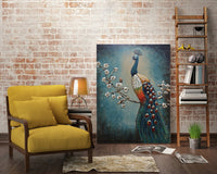 Huge Wall Mount 3-D Painting of Colorful Peacock