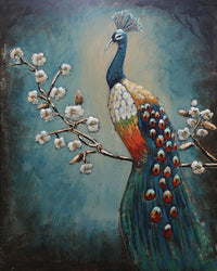 Huge Wall Mount 3-D Painting of Colorful Peacock