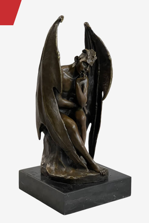 Bronze Marble Lucifer Demon Fallen Angel Satan Cross
