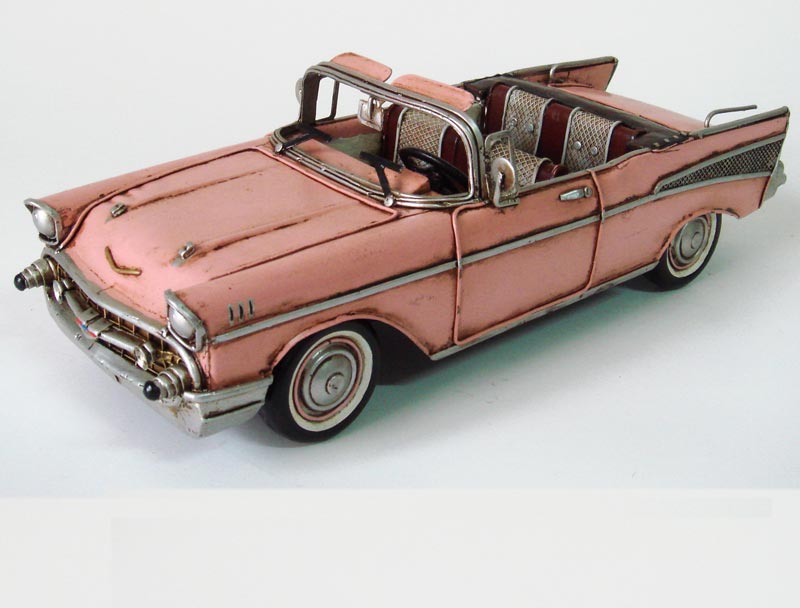 Vintage Pink 1957 Chevrolet Bel Air Nomad Die Cast Model Car