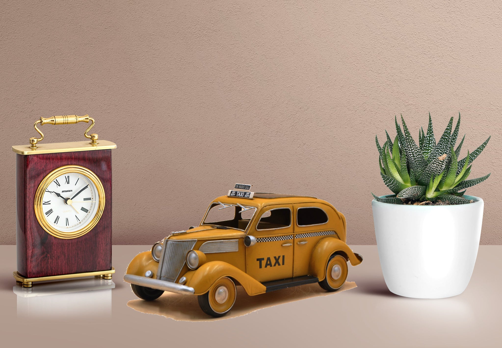 Iron Retro Vintage Metal Car Model Yellow Taxi