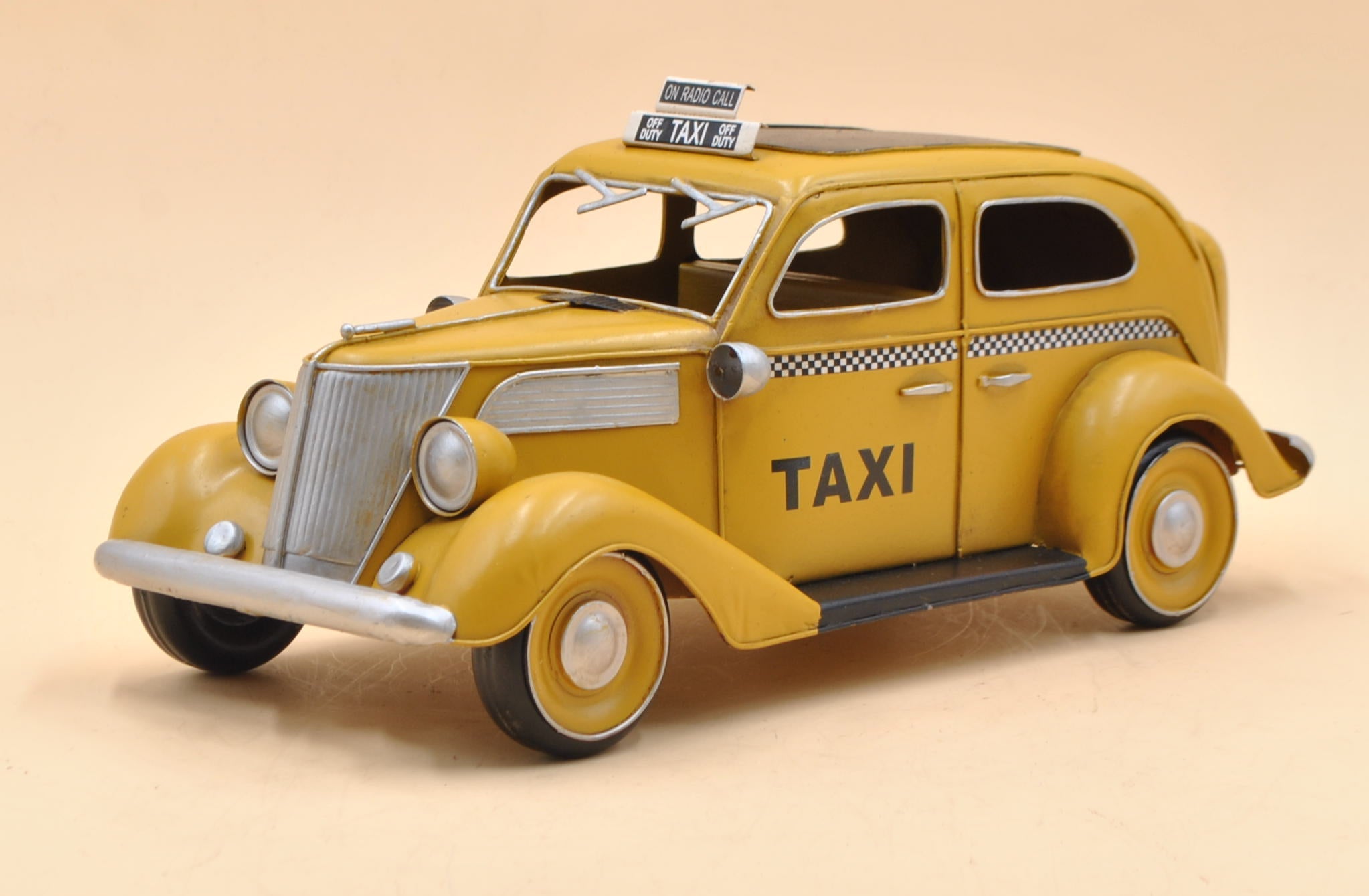 Iron Retro Vintage Metal Car Model Yellow Taxi
