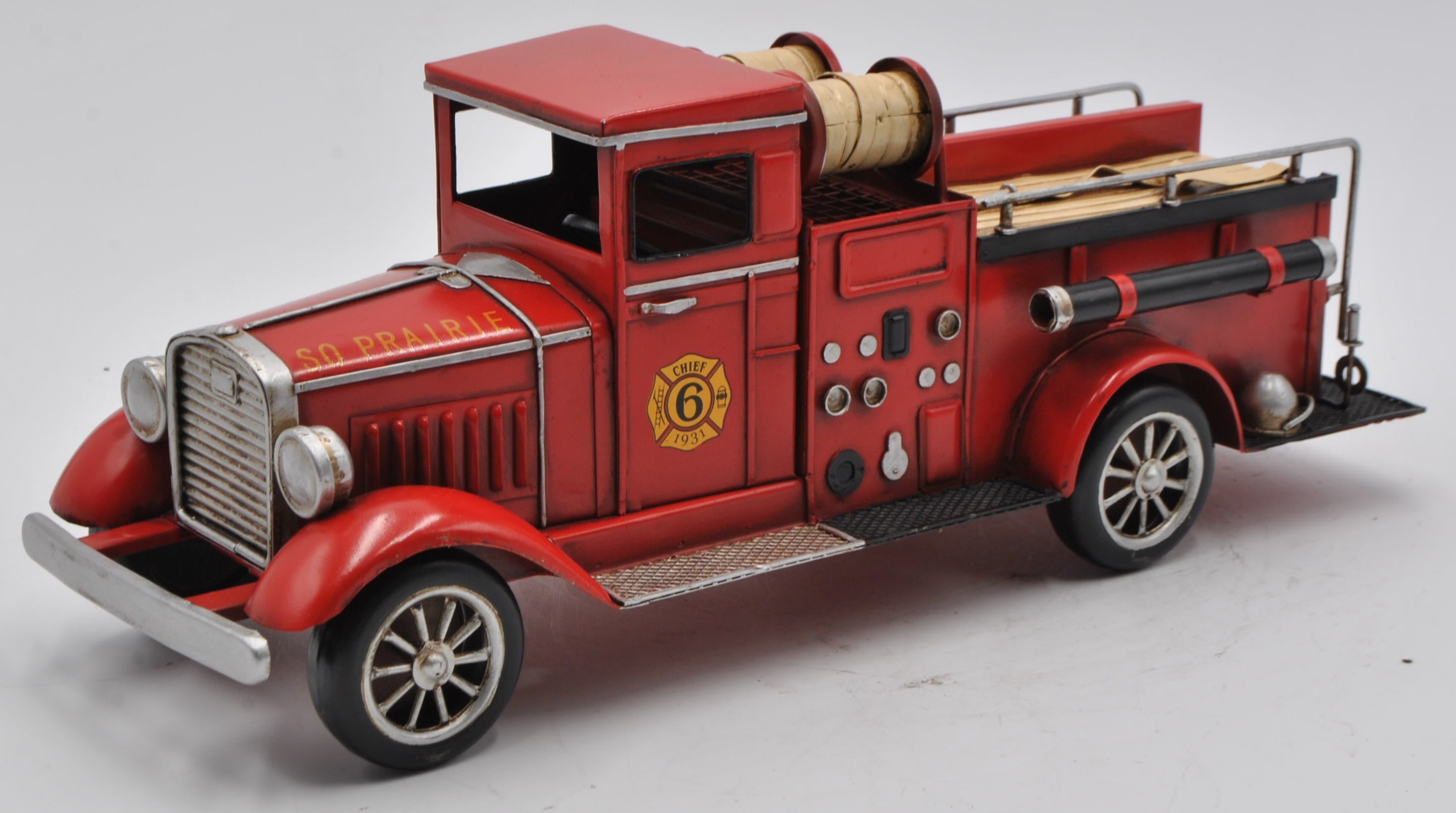 Metal Vintage Fire Truck Model Ornaments Retro Crafts
