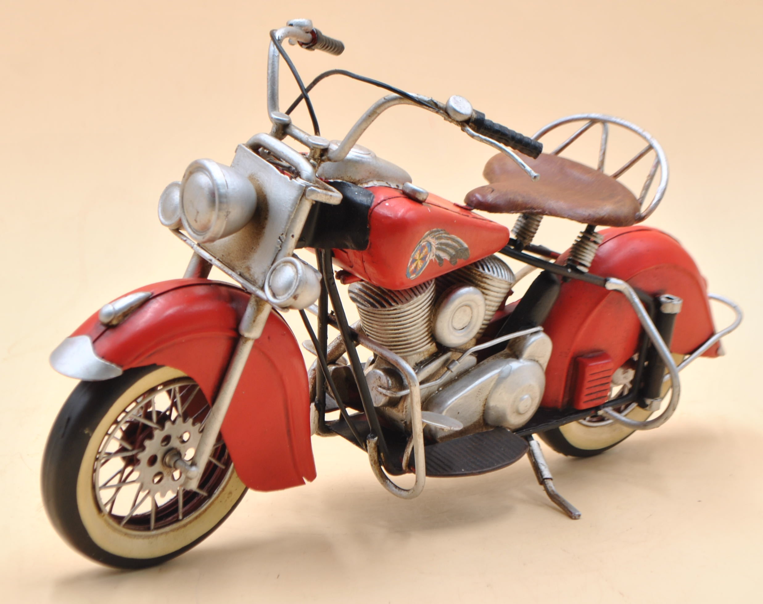 Red Harley Davidson Indian Motorcycle Model - Metal