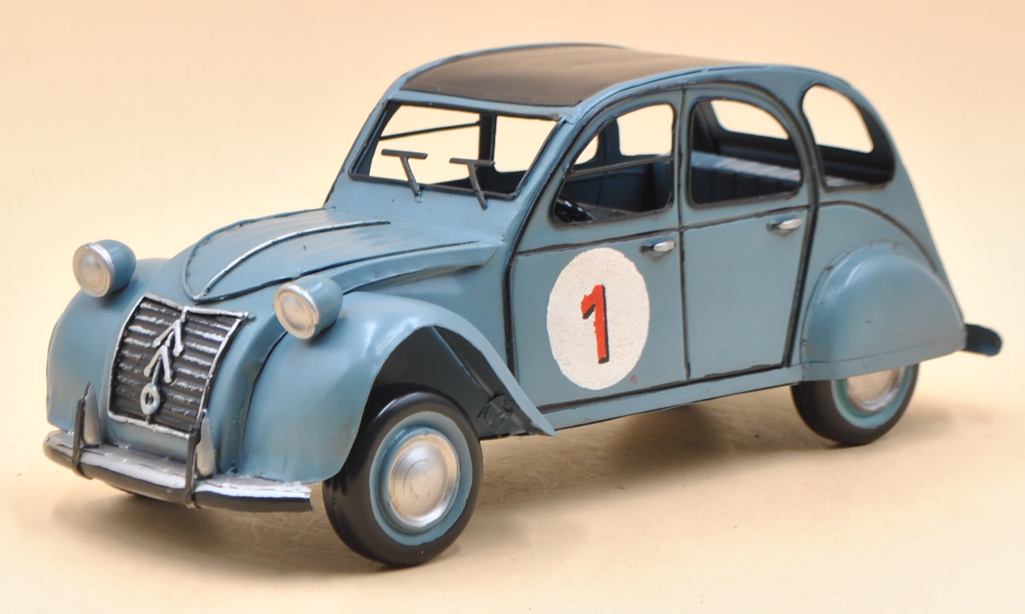 1950 Citroen 2CV Car Number 1 Blue Vintage Artwork
