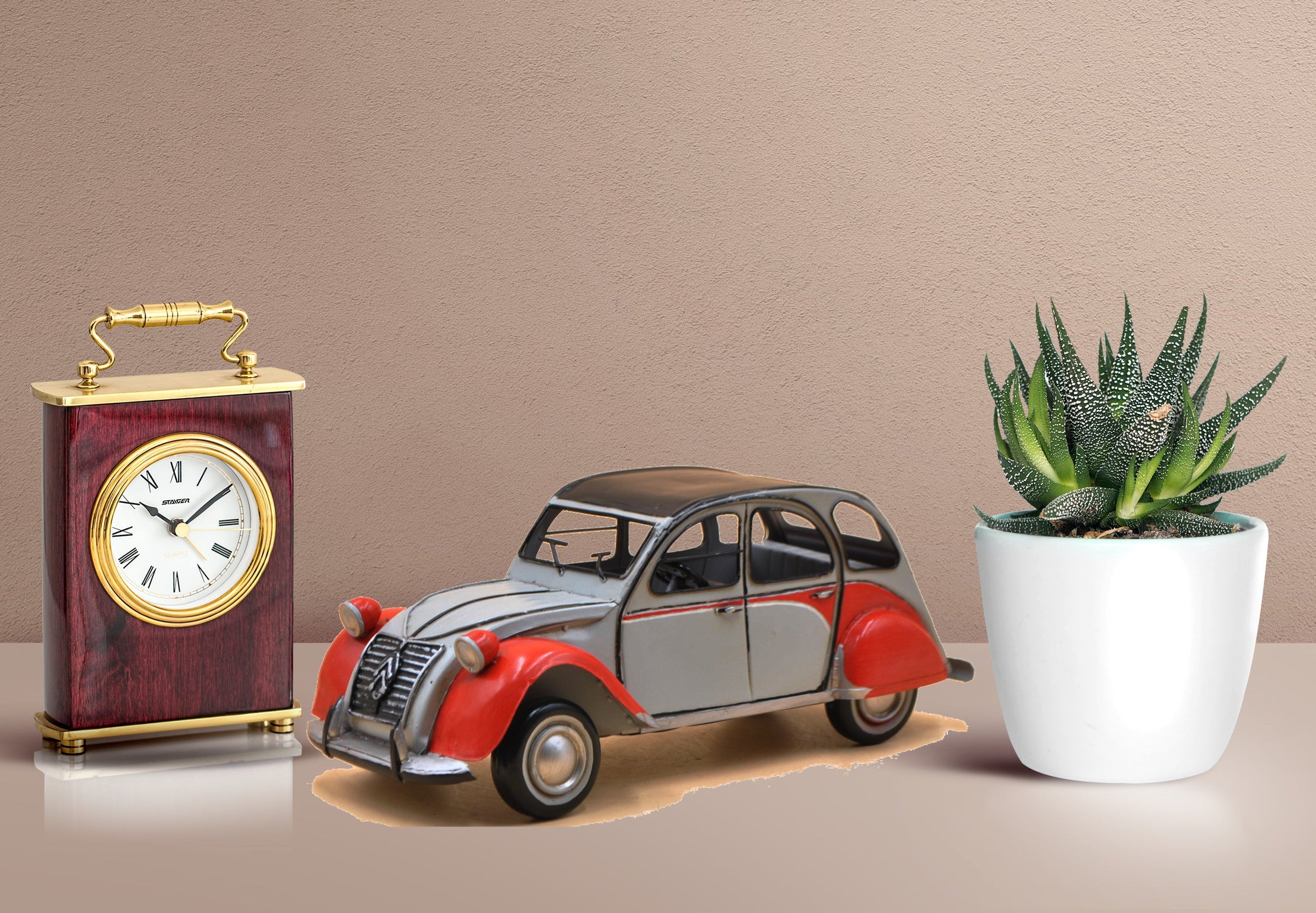 Grey and Red Medium Scale Tinplate 1952 Citroen Car